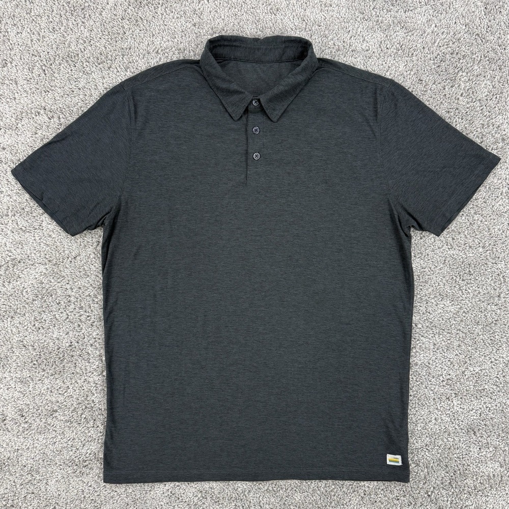 Vuori Strato Tech Polo‎ Men's M Heathered Black Short Sleeve Performance Stretch